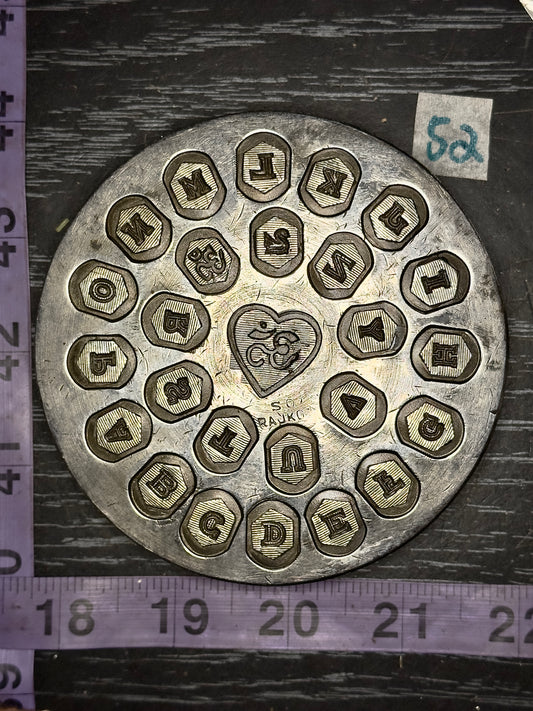 Vintage steel flower Alphabet plate  #52