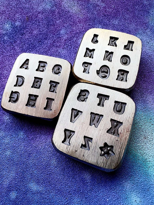 Alphabet, monogram,  letters vintage bronze impression die set