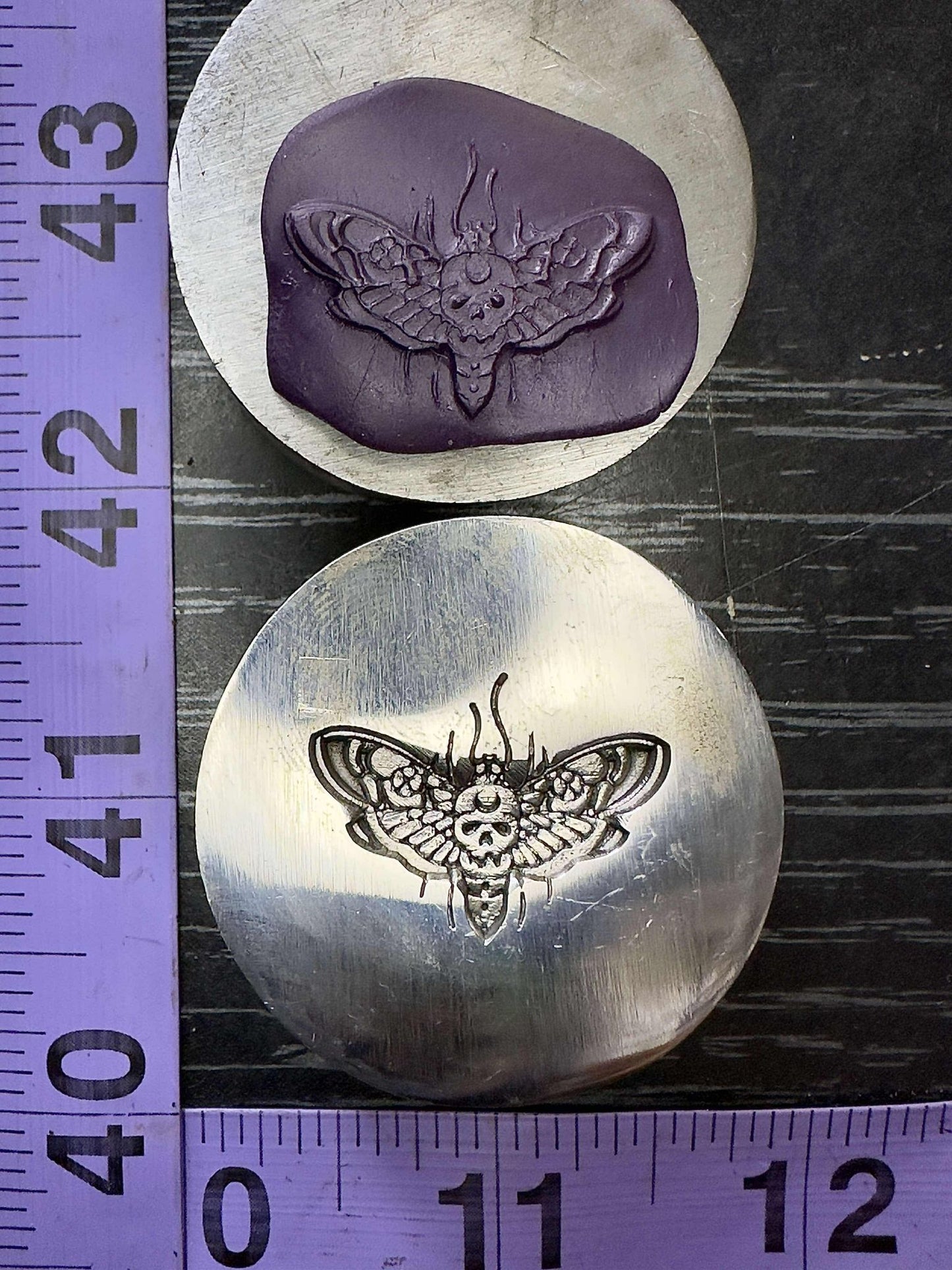 Death head moth steel impression die