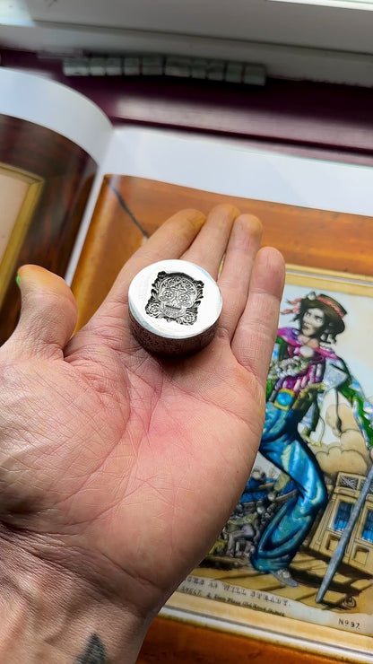 Sugar Skull with cross, day of the dead, calavera steel impression die