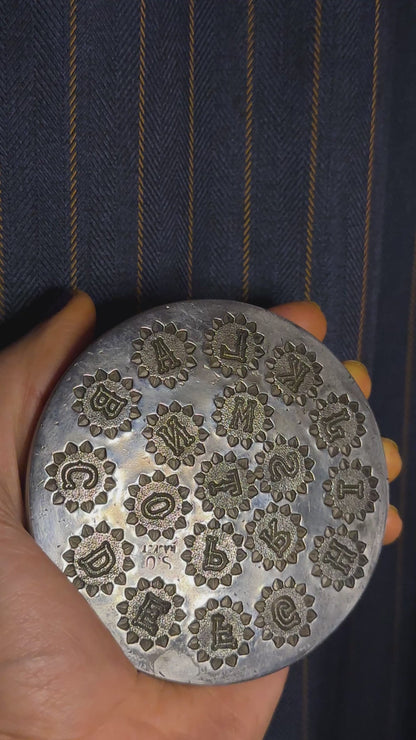 Vintage steel flower Alphabet plate  #50