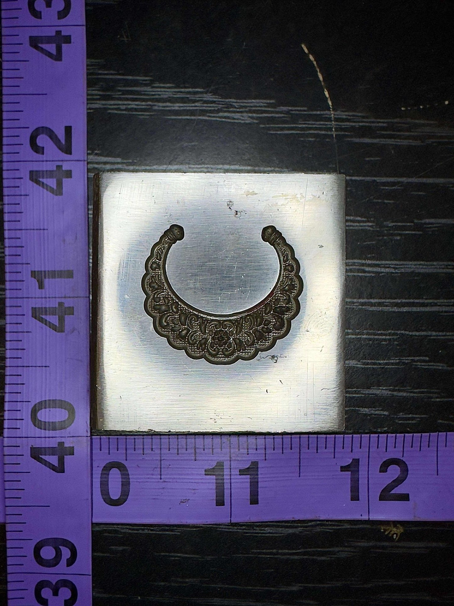 Scalloped Crescent moon with floral designs #11