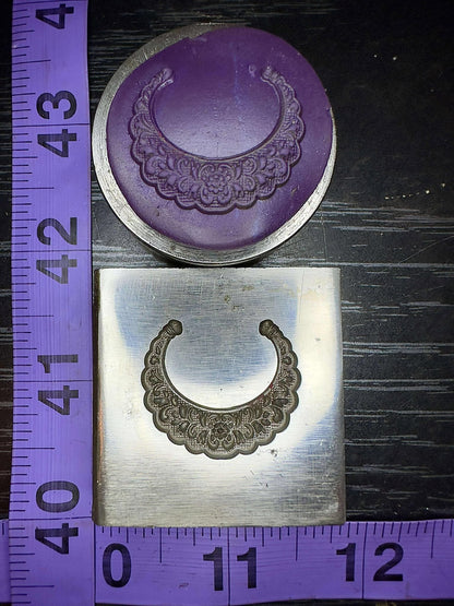 Scalloped Crescent moon with floral designs #11