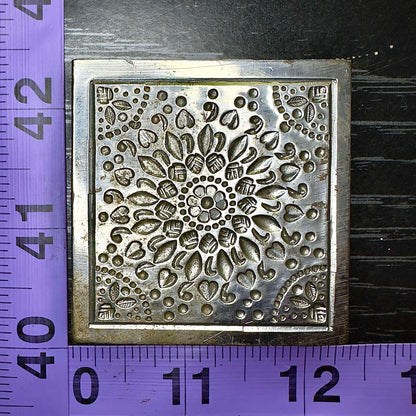 Square floral pattern mandala shallow impression steel die #3