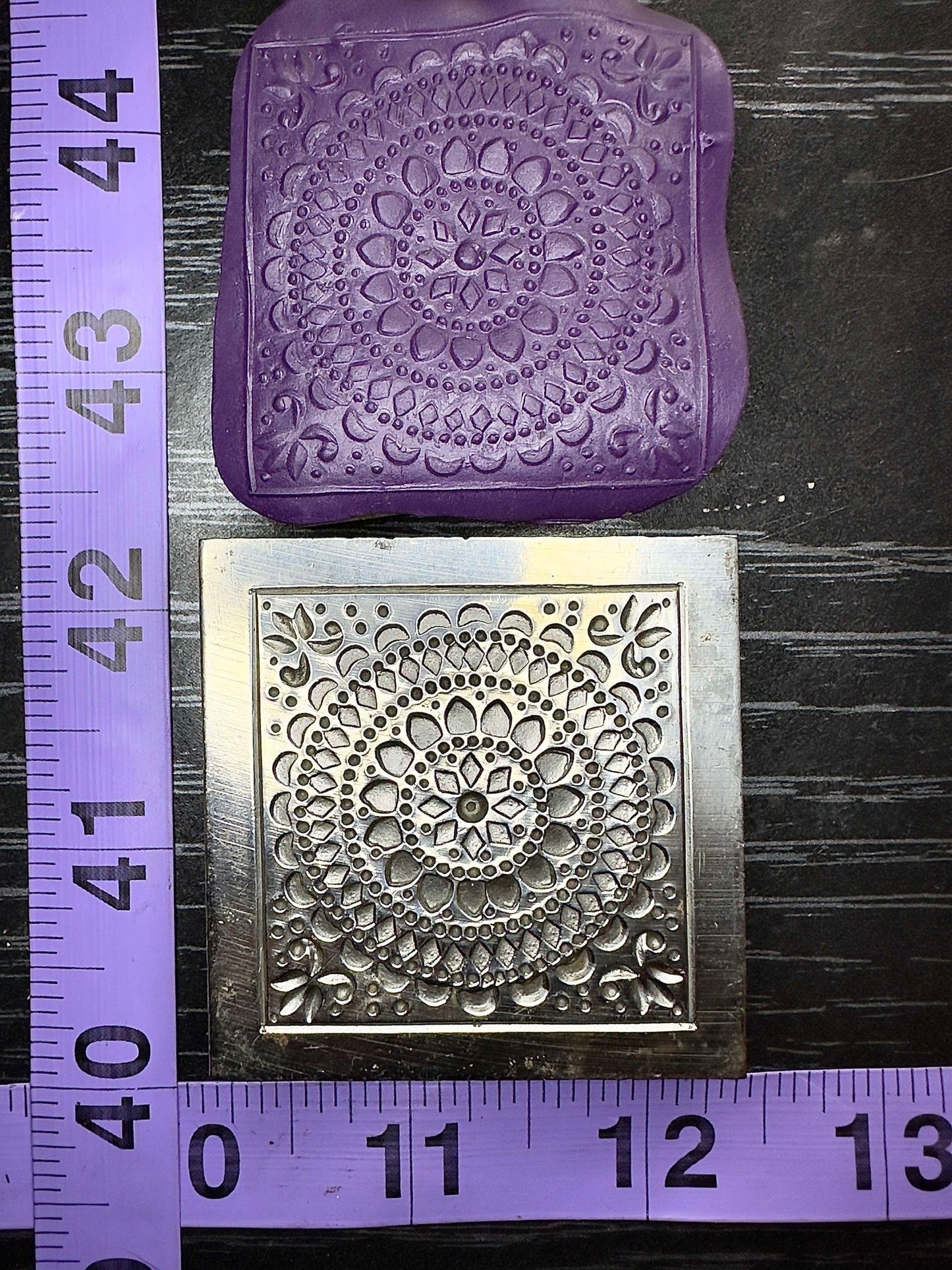 Square floral pattern mandala shallow impression steel die #5