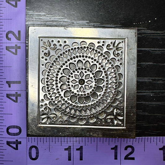 Square floral pattern mandala shallow impression steel die #5